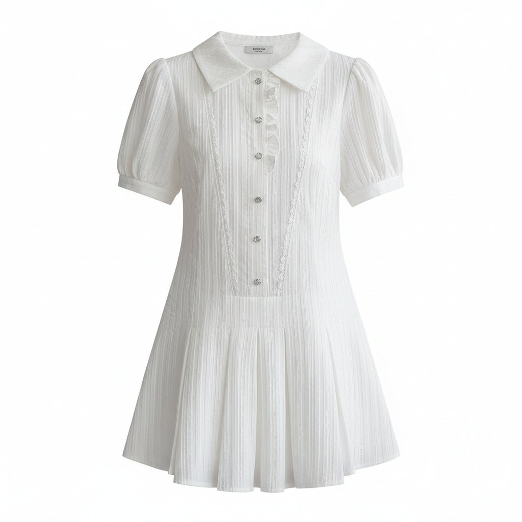 College Style Floral Blouse Dress Women Korean A-Line