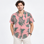 Men's Pattern Fashion Collar Business Shirt Short Sleeve