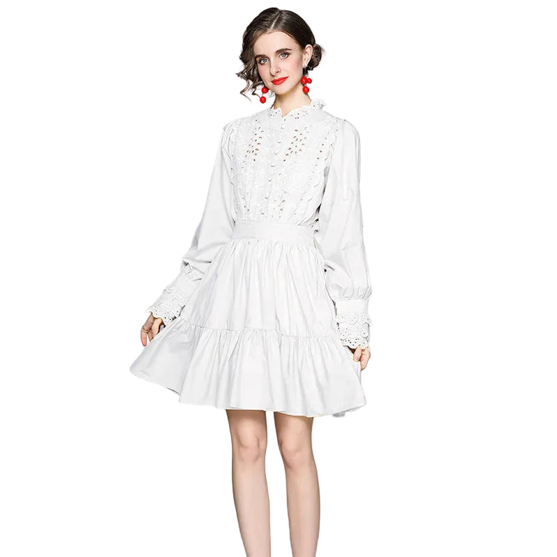 Round Neck Embroidered Cotton Dress For Women
