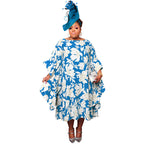 Women's Multi-color Split Skirt Kimono Sleeve Plus Size Dress